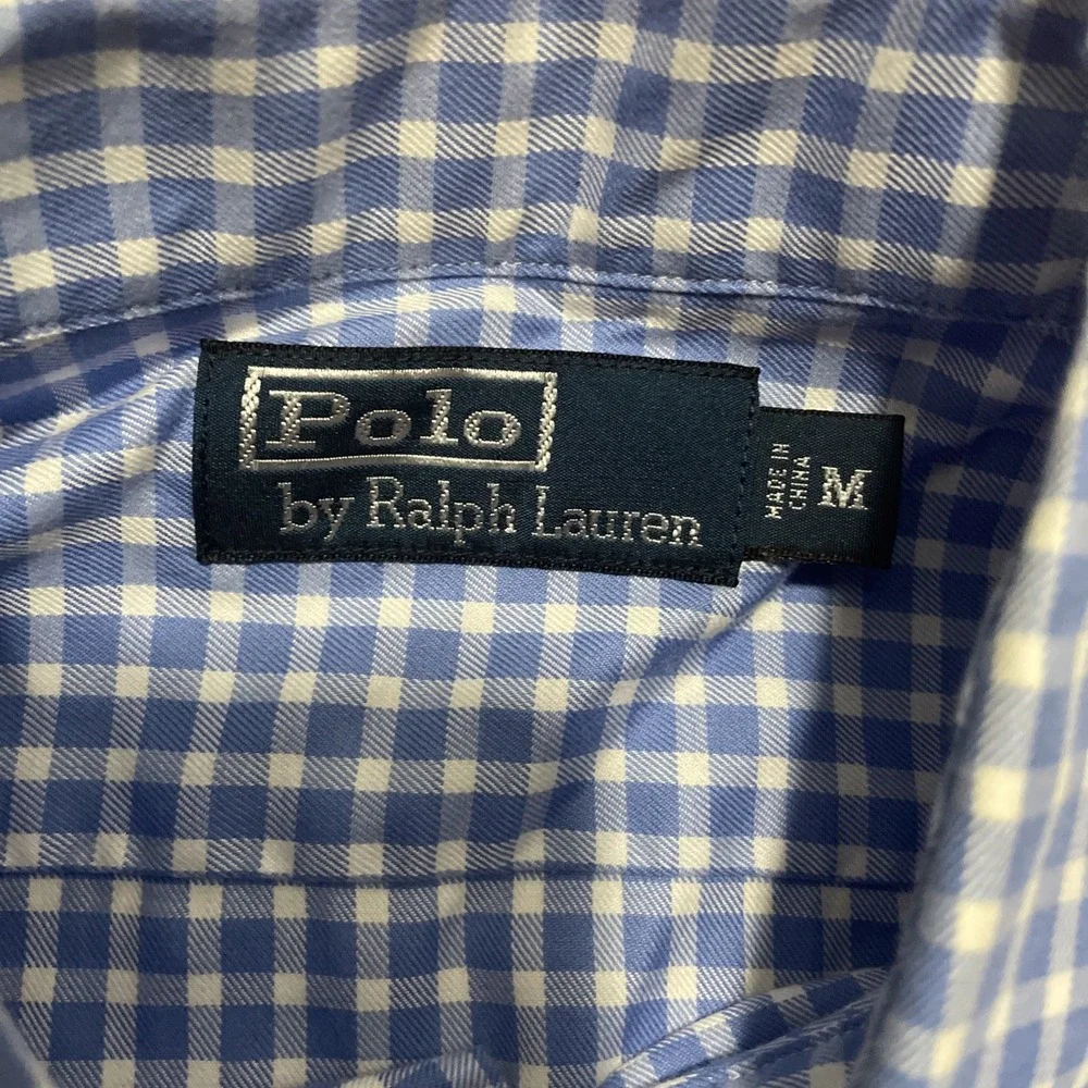 Polo Ralph Lauren Shirt Mens Medium Classic Fit Gingham Check Preppy